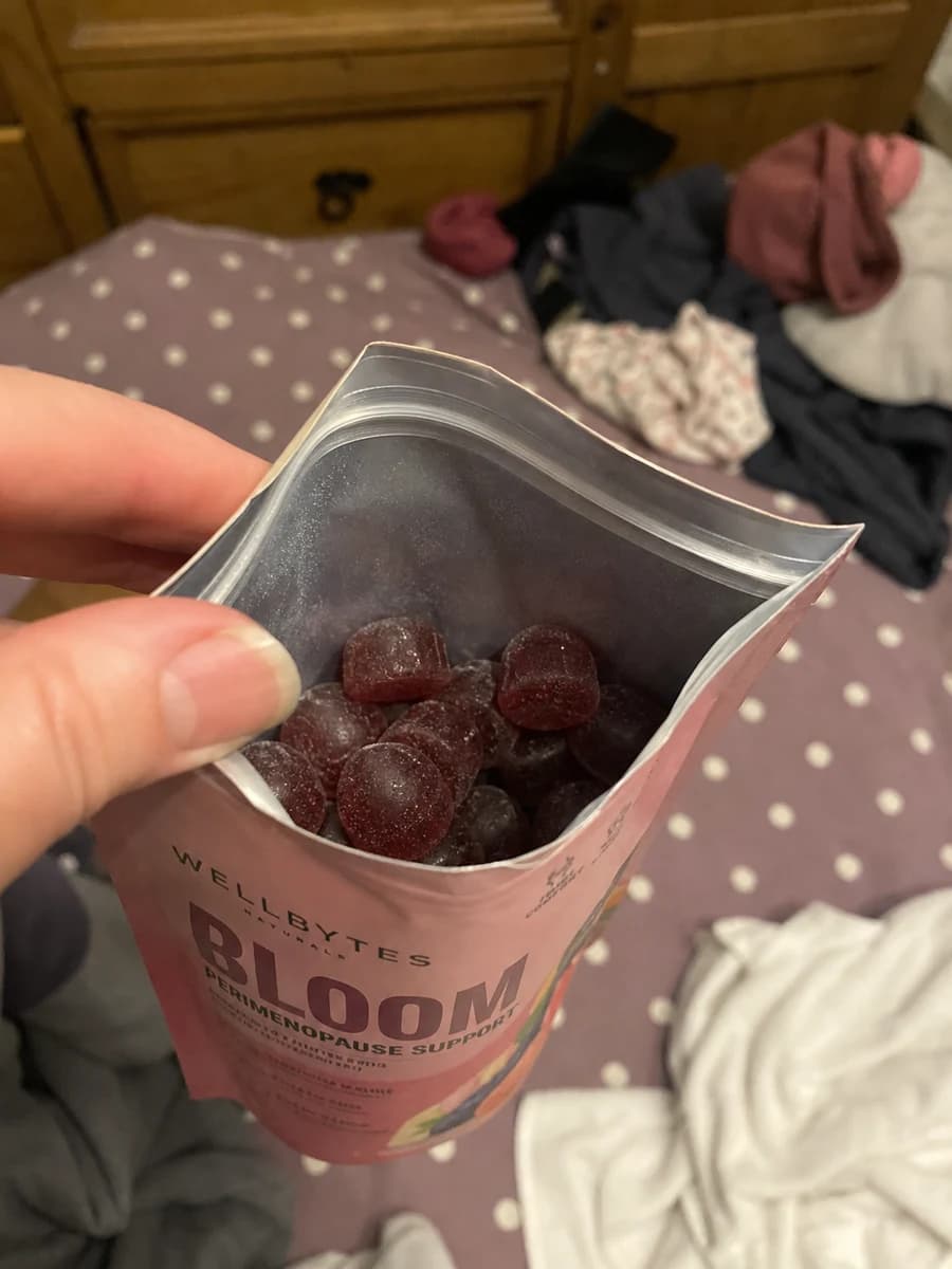 Customer-style photo looking into an open WellBytes Bloom pouch