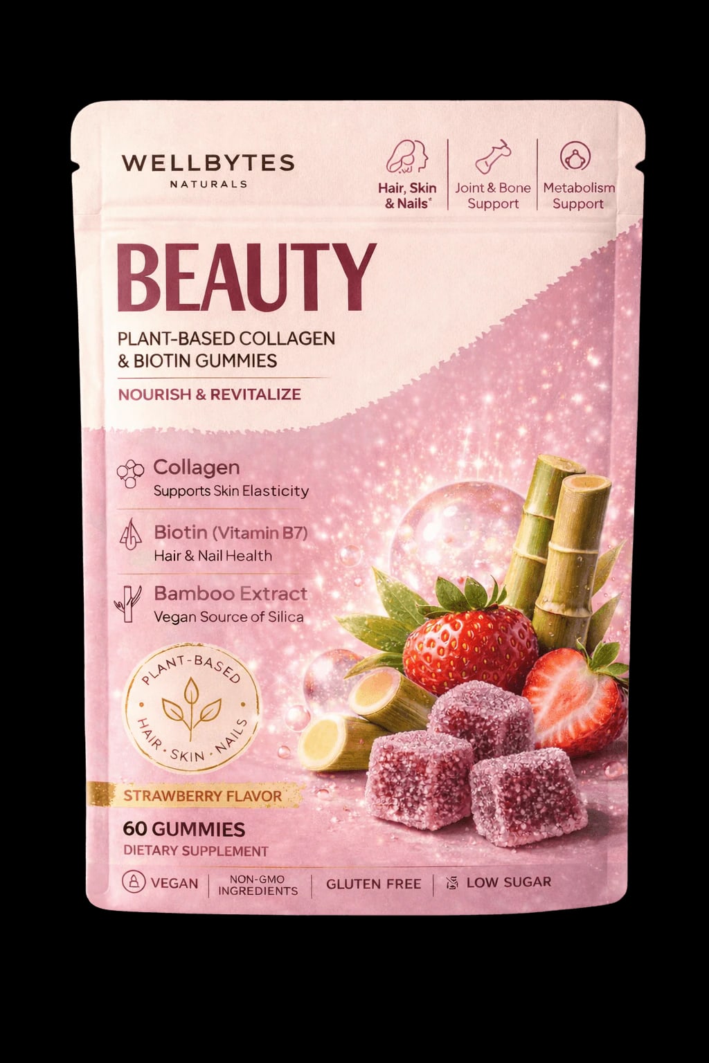 WellBytes Beauty — Plant-Based Collagen & Biotin Gummies
