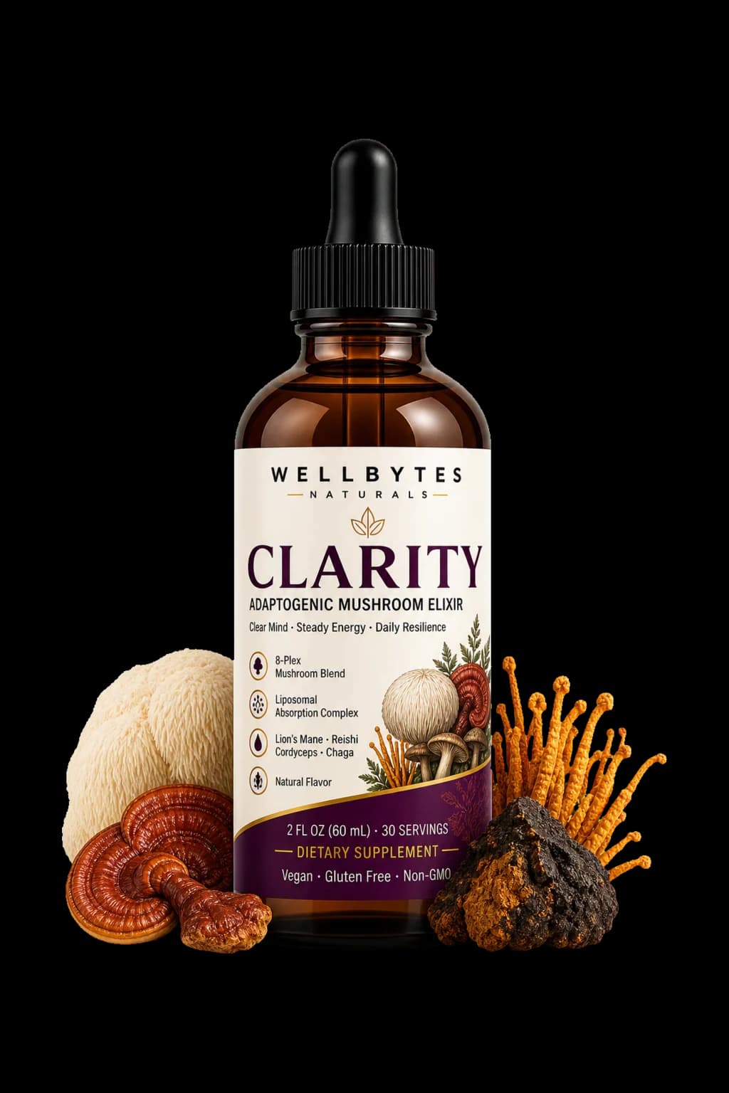 WellBytes Clarity — Adaptogenic Mushroom Elixir